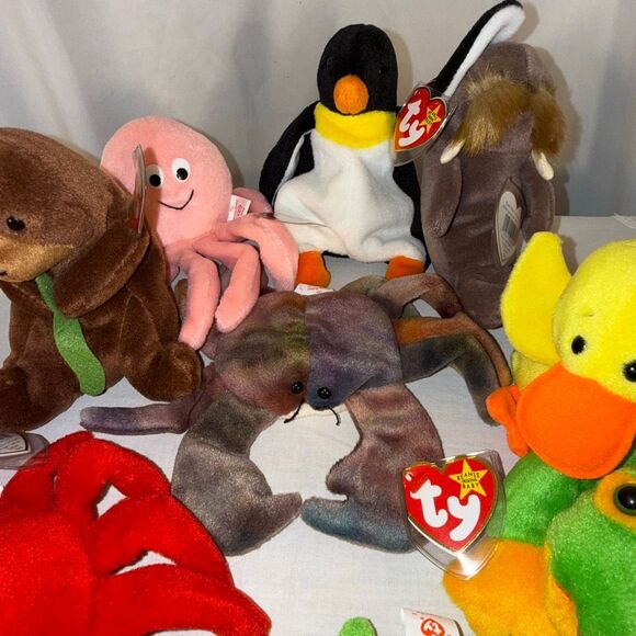 Ty Beanie Babies Lot 11 Aquatic Sea Life PVC Quackers Waddle Inky Claude Speedy - Picture 3 of 12